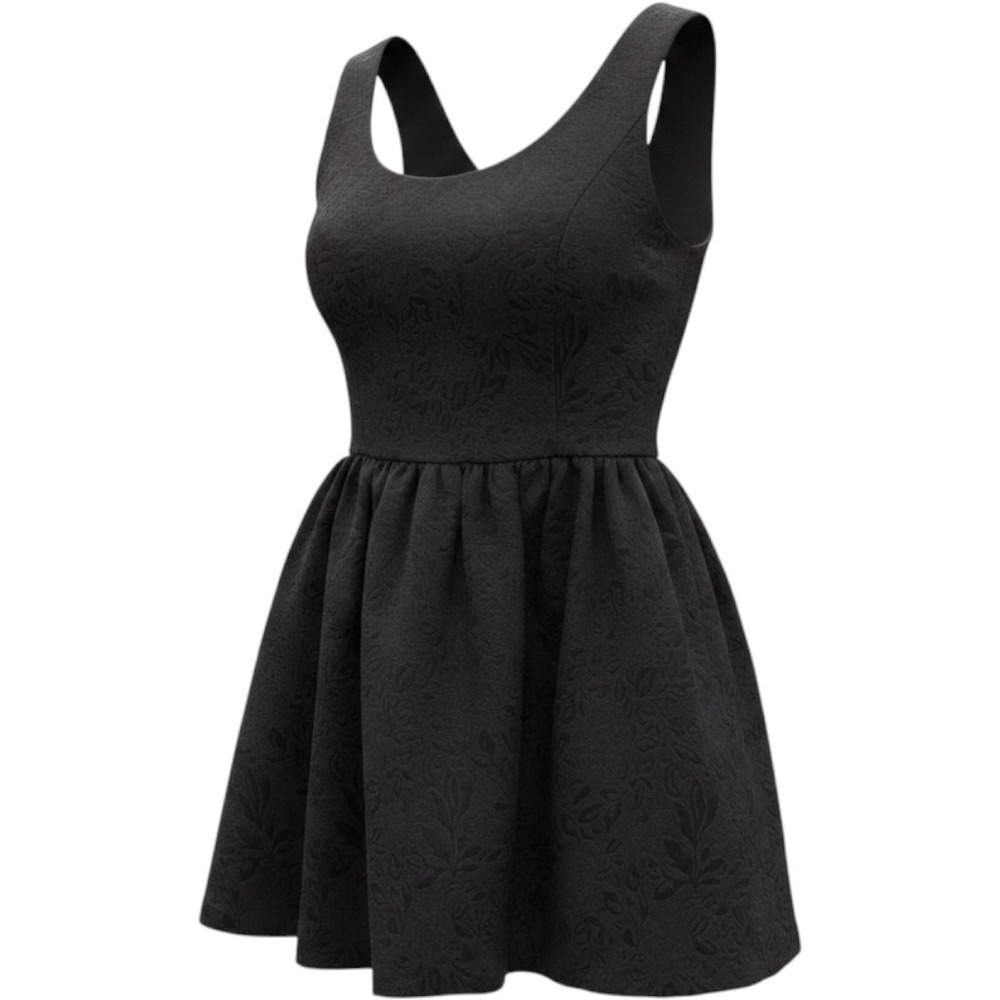 Princess Vera Wang Black Floral Fit and Flare Dress Size 5 Sleeveless Mini Y2K